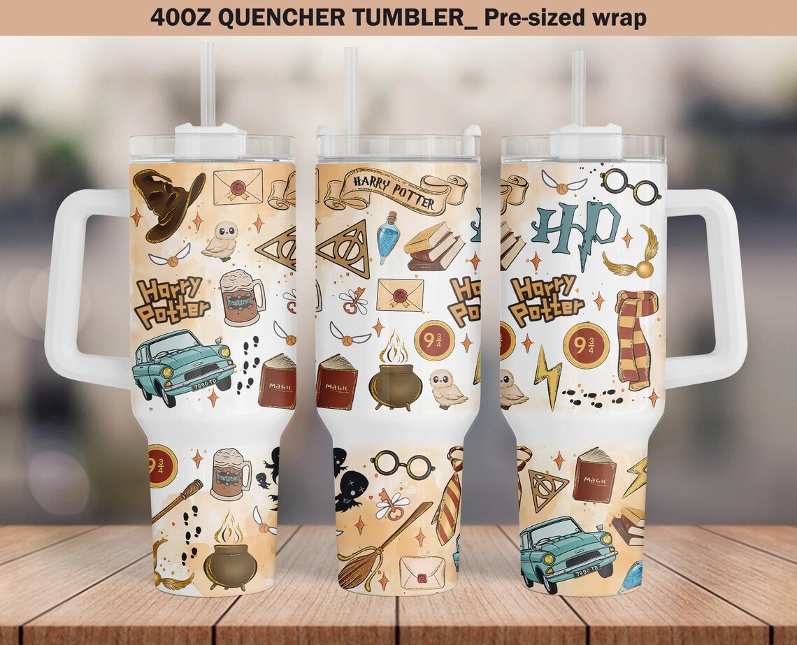 Magic Wizard 40oz Tumbler HP Quencher Tumbler Gift For Her Him Birthday Gift LN Wizard Tumbler Potterhead Tumbler Magic