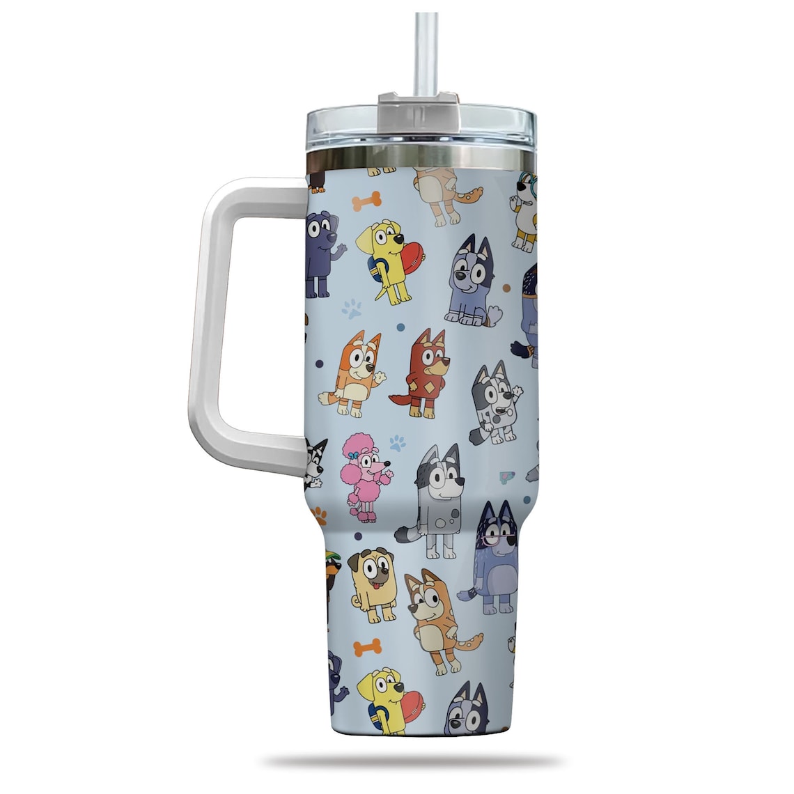 Blue Dog Blu3y do Bingo and Family Cartoon 30oz or 40oz Quencher Tumbler LN Blu3y And Friend