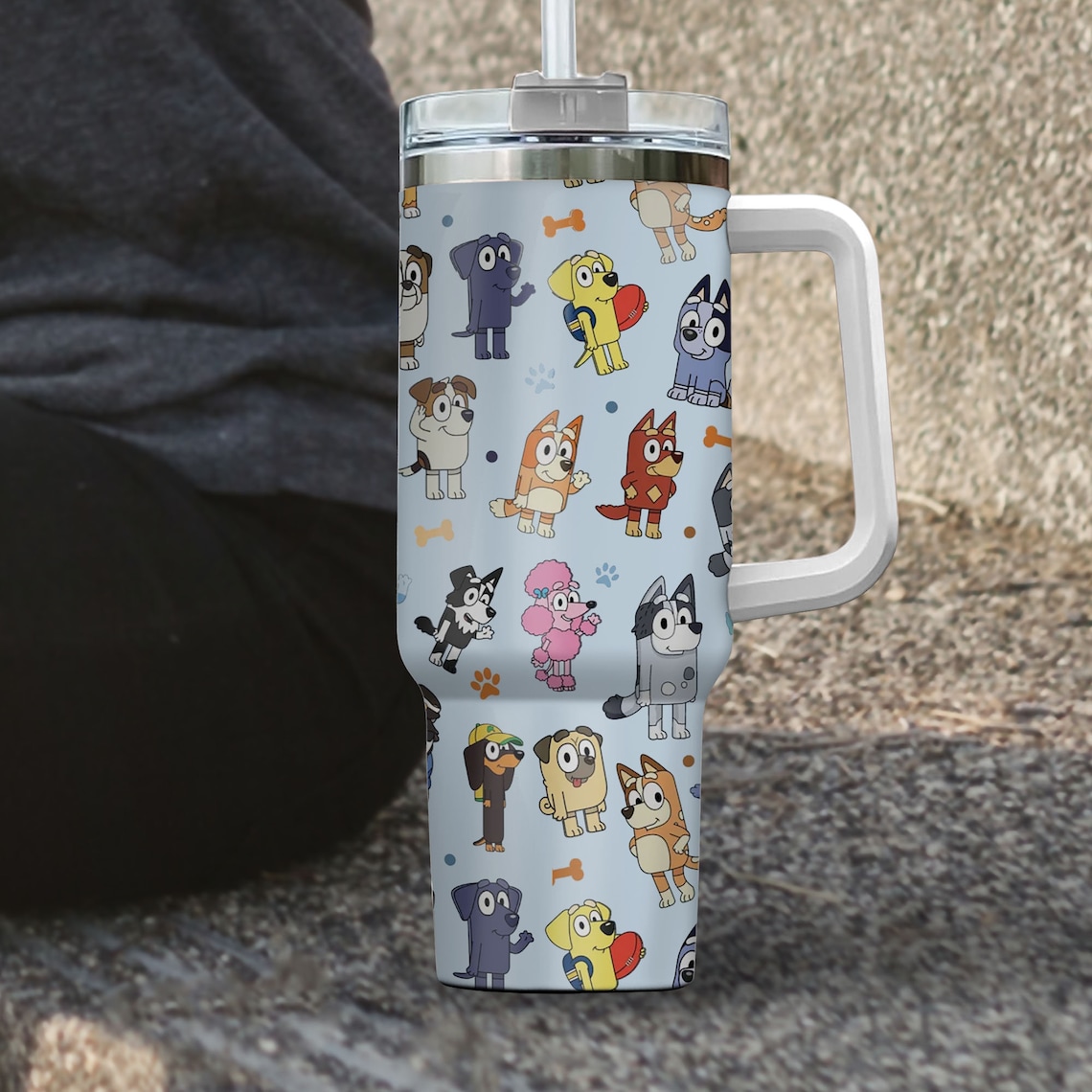 Blue Dog Blu3y do Bingo and Family Cartoon 30oz or 40oz Quencher Tumbler LN Blu3y And Friend