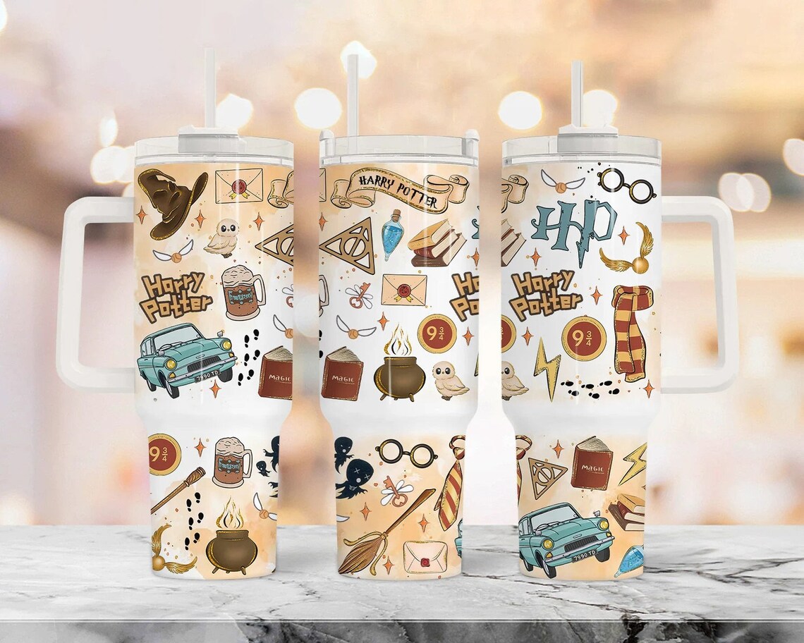 Magic Wizard 40oz Tumbler HP Quencher Tumbler Gift For Her Him Birthday Gift LN Wizard Tumbler Potterhead Tumbler Magic
