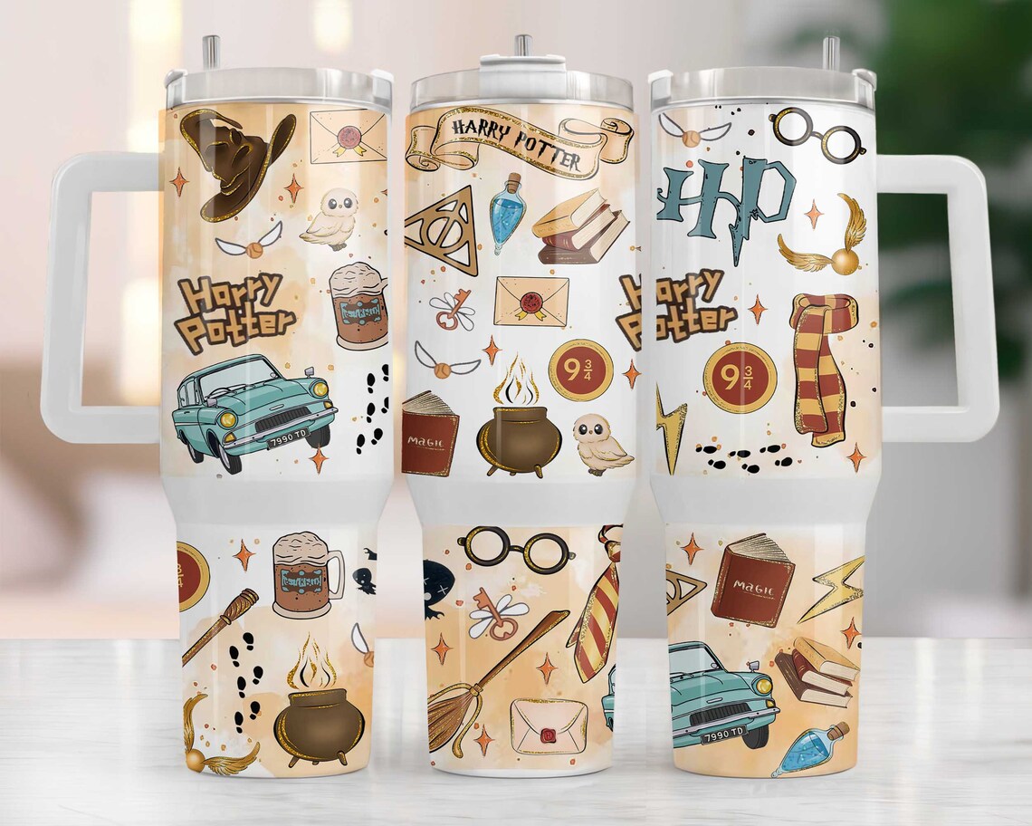 Magic Wizard 40oz Tumbler HP Quencher Tumbler Gift For Her Him Birthday Gift LN Wizard Tumbler Potterhead Tumbler Magic