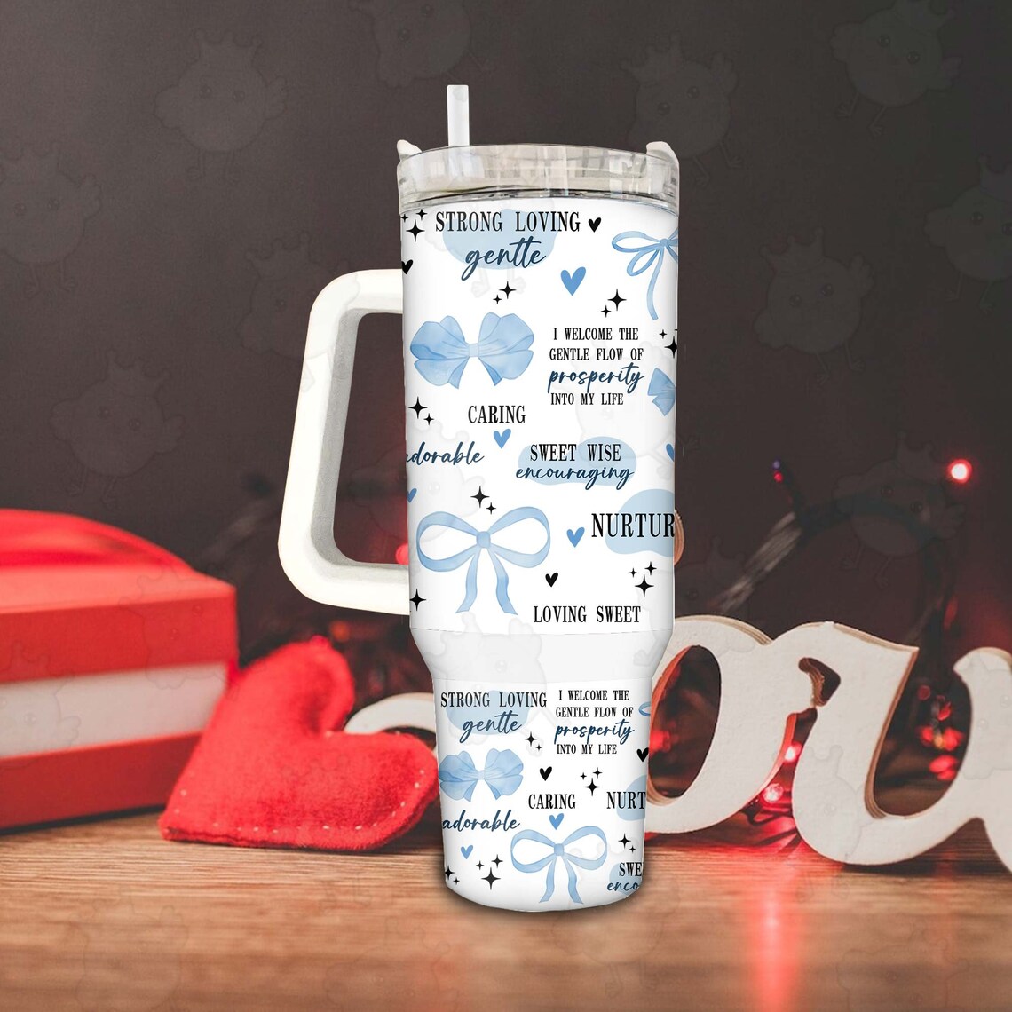 Mama Bow Coquette 30oz or 40oz Quencher Tumbler Gift For Her Him Birthday Gift LN Blue Mama Tumbler Mothers Day Gift Tumbler