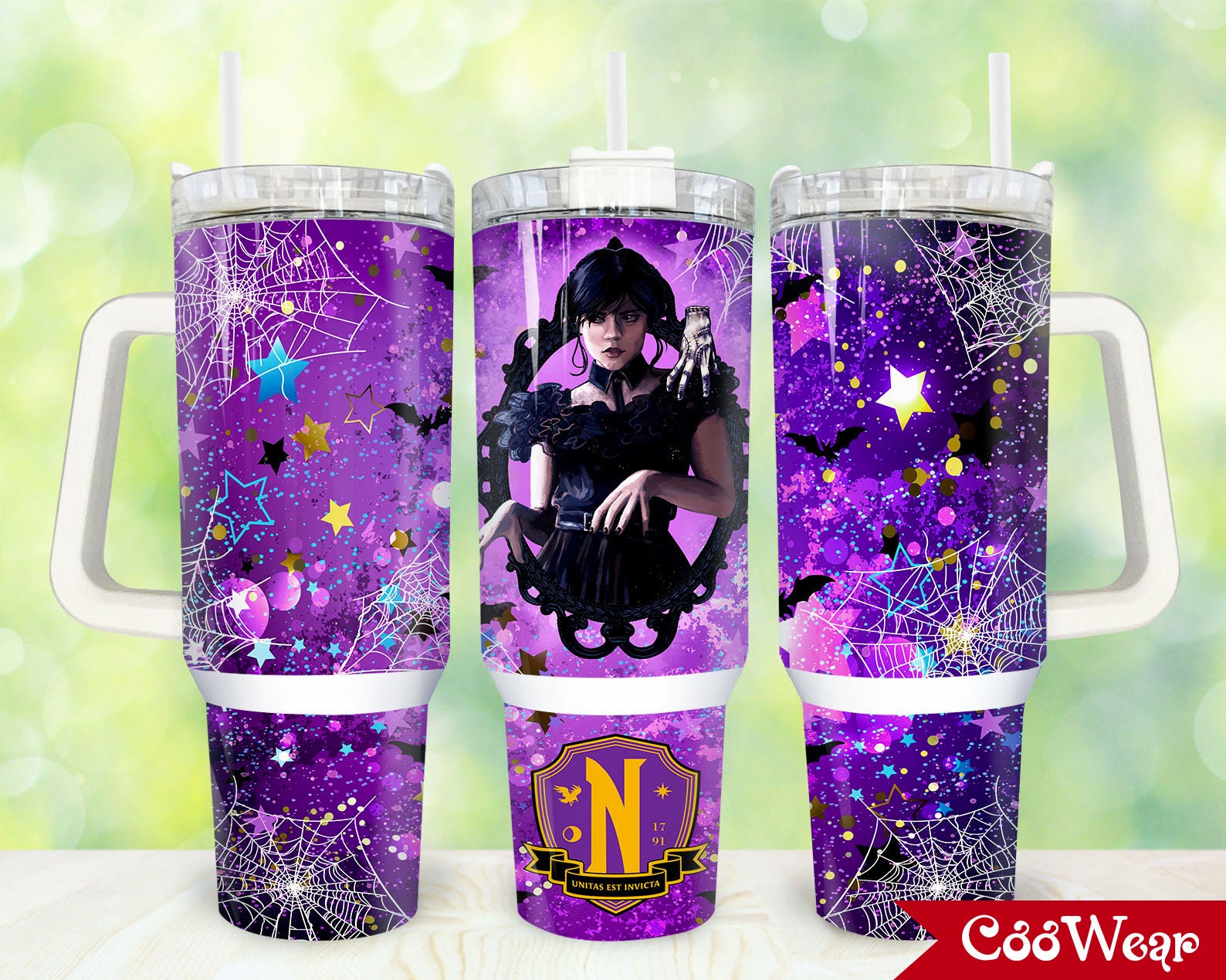 Horror Halloween Movie Wednesday Addams 30oz or 40oz Tumbler with Handle, Birthday Anniversary Tumbler Gift HFN