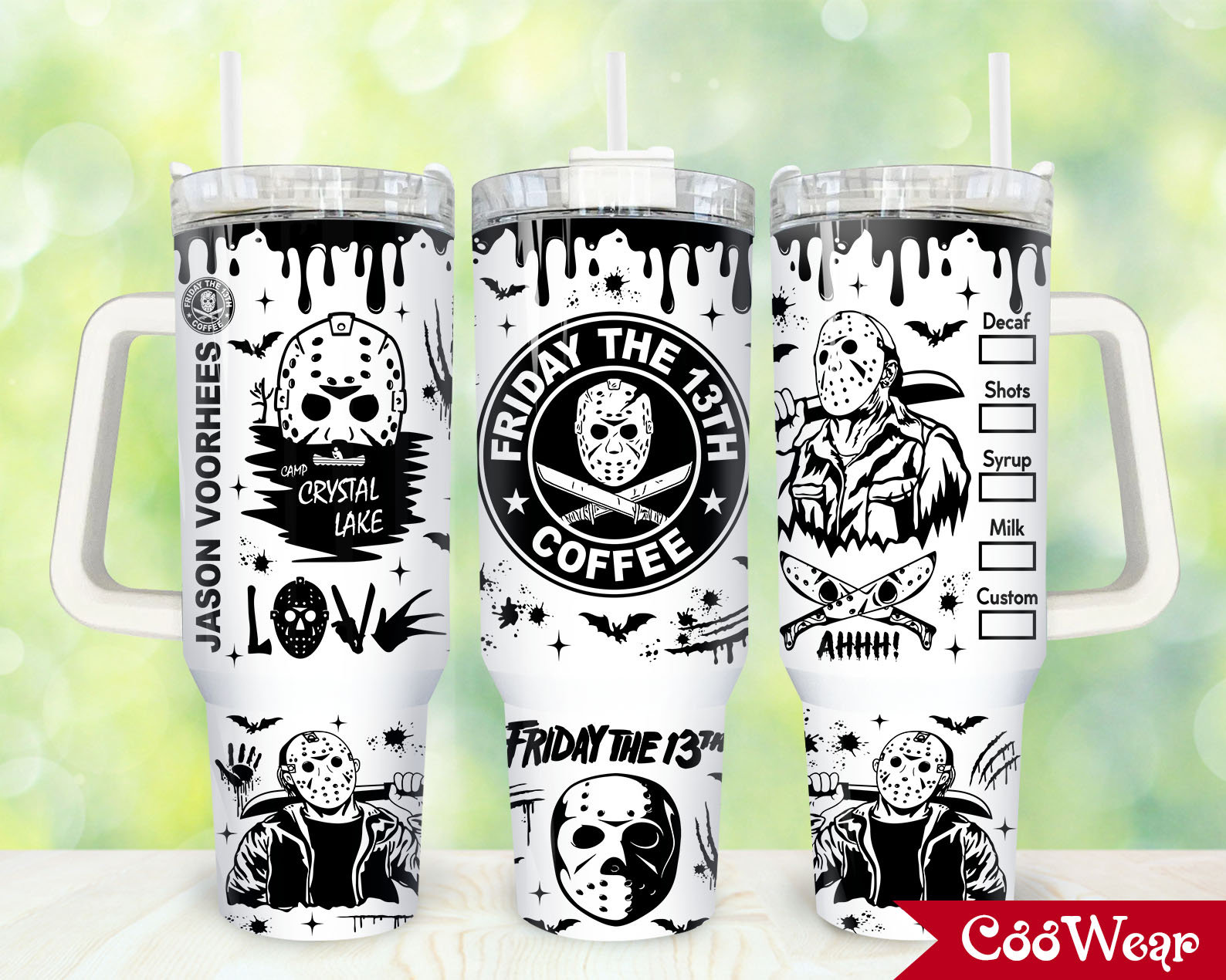 Friday the 13th Horror Movies Horror Characters 30oz or 40oz Tumbler with Handle, Gift for Jason Voorhees fan, Birthday Anniversary Tumbler Gift HFN Horror Halloween Tumbler