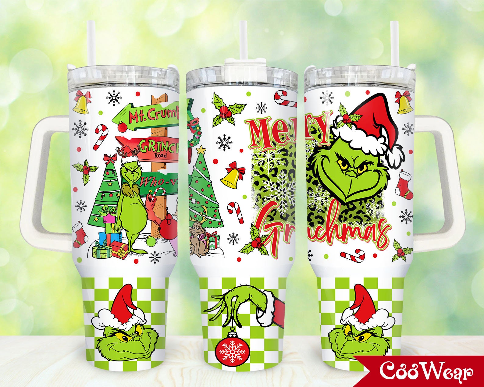 Merry Grinchmas Cartoon 30oz or 40oz Tumbler with Handle, Chrismas Gift for Grinch Fan Birthday Anniversary Tumbler Gift HFN