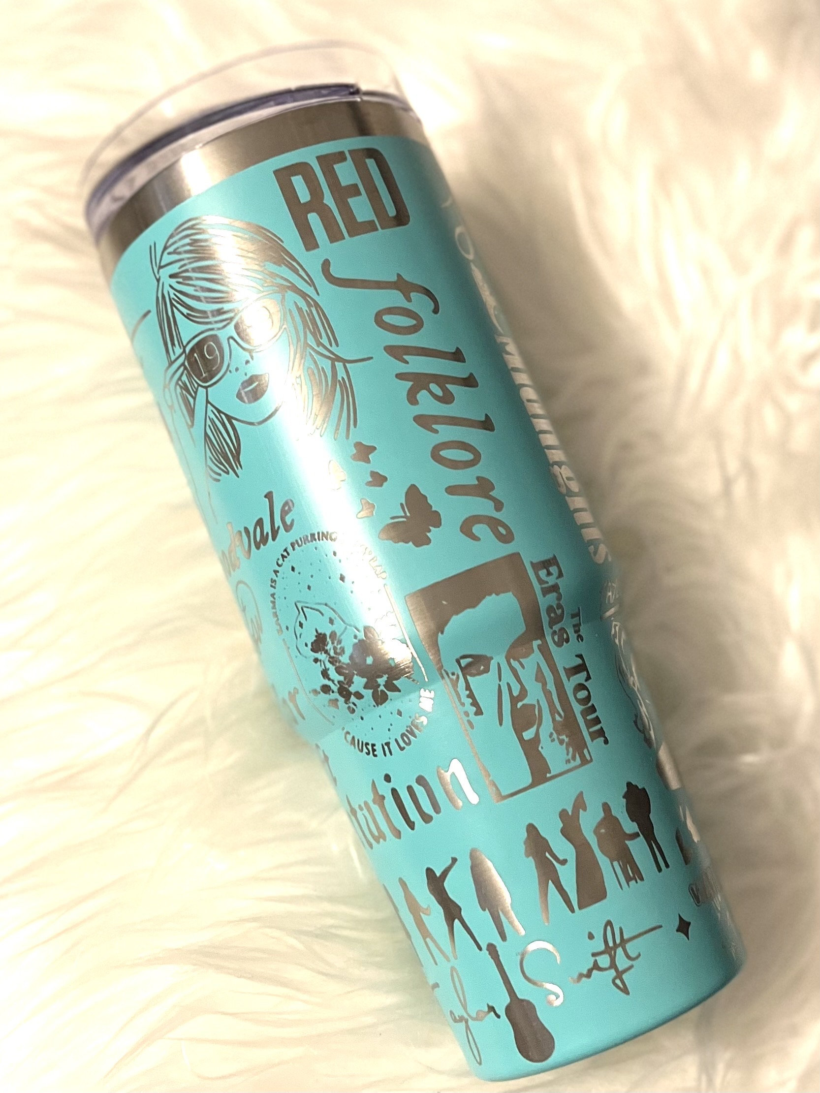 TS themed Engraved 30oz or 40oz Tumbler with Handle, Birthday Anniversary Tumbler Gift HFN, 1989 Album Tracklist Tumbler, Gift for Swifties