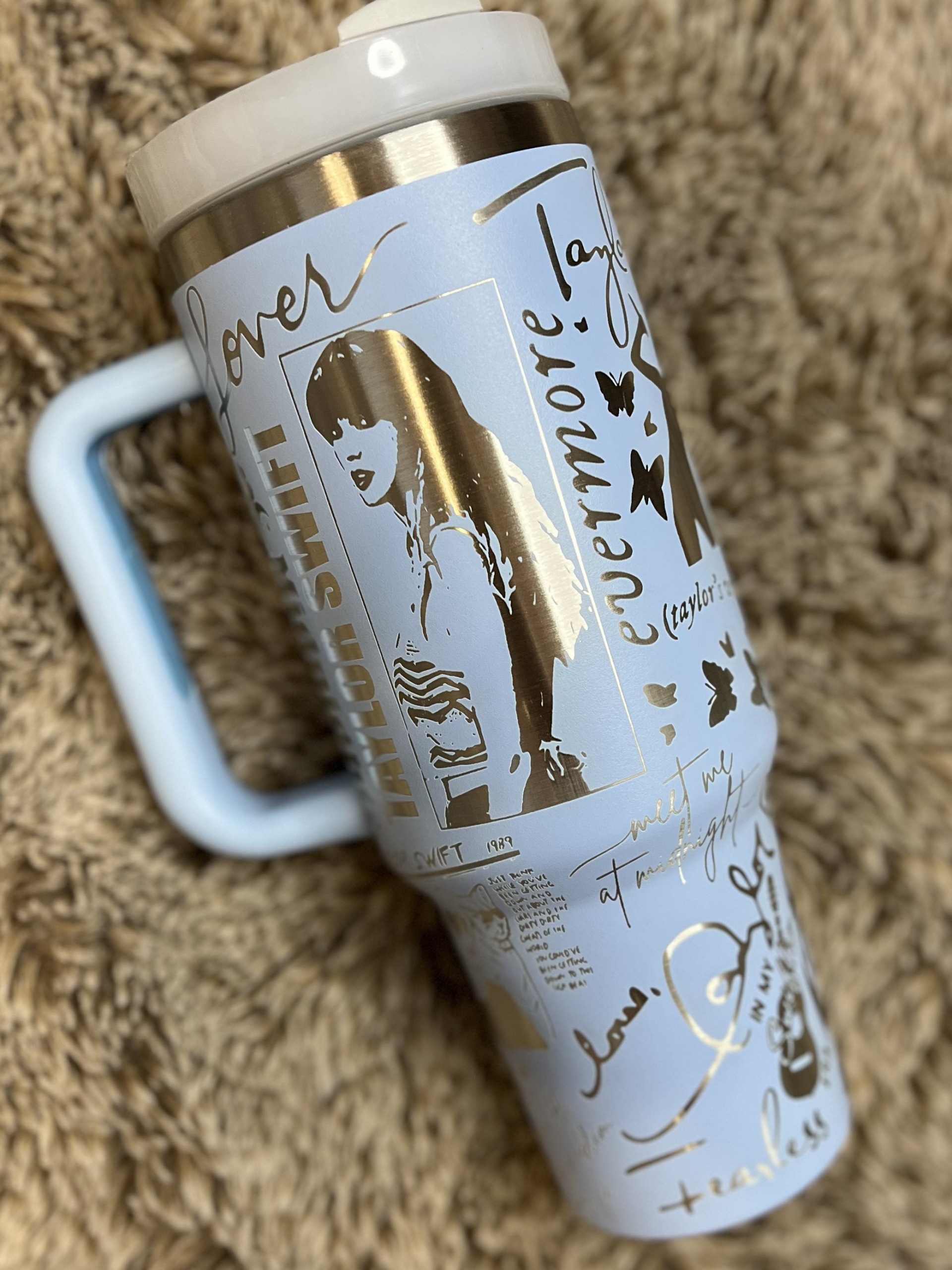 TS themed Engraved 30oz or 40oz Tumbler with Handle, Birthday Anniversary Tumbler Gift HFN, 1989 Album Tracklist Tumbler, Gift for Swifties