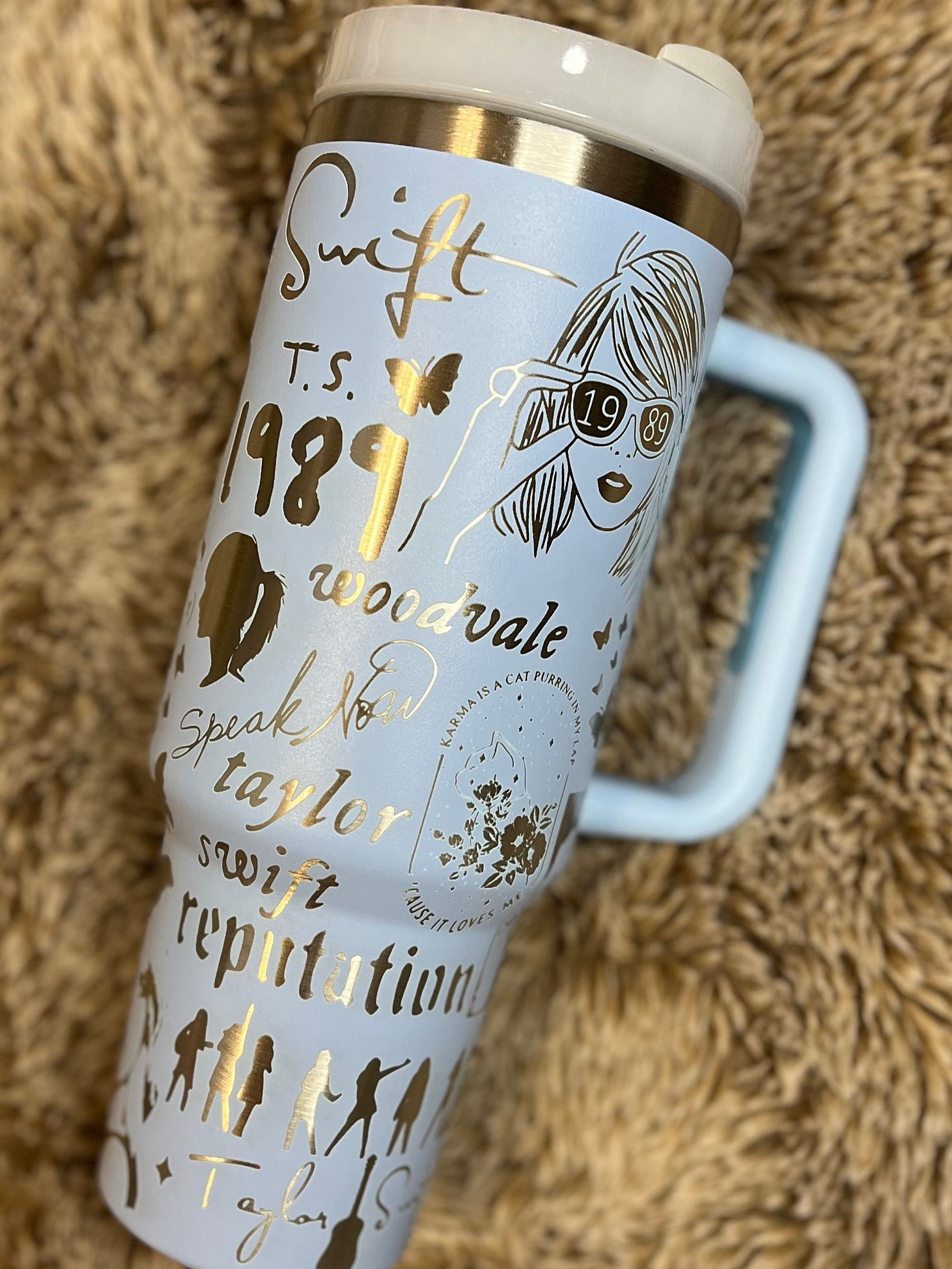 TS themed Engraved 30oz or 40oz Tumbler with Handle, Birthday Anniversary Tumbler Gift HFN, 1989 Album Tracklist Tumbler, Gift for Swifties