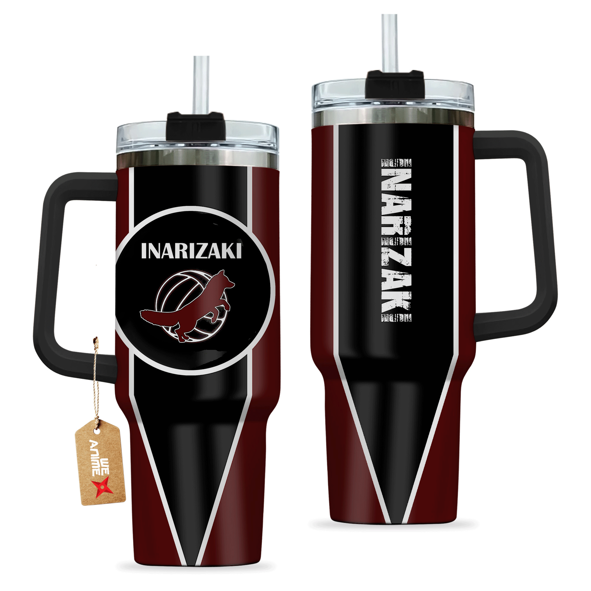 Inarizaki High Haikyuu Anime Custom 30oz or 40oz Quencher Stainless Steel Tumbler With Handle, Best Gift Idea NVA, Best Gift Idea NVA