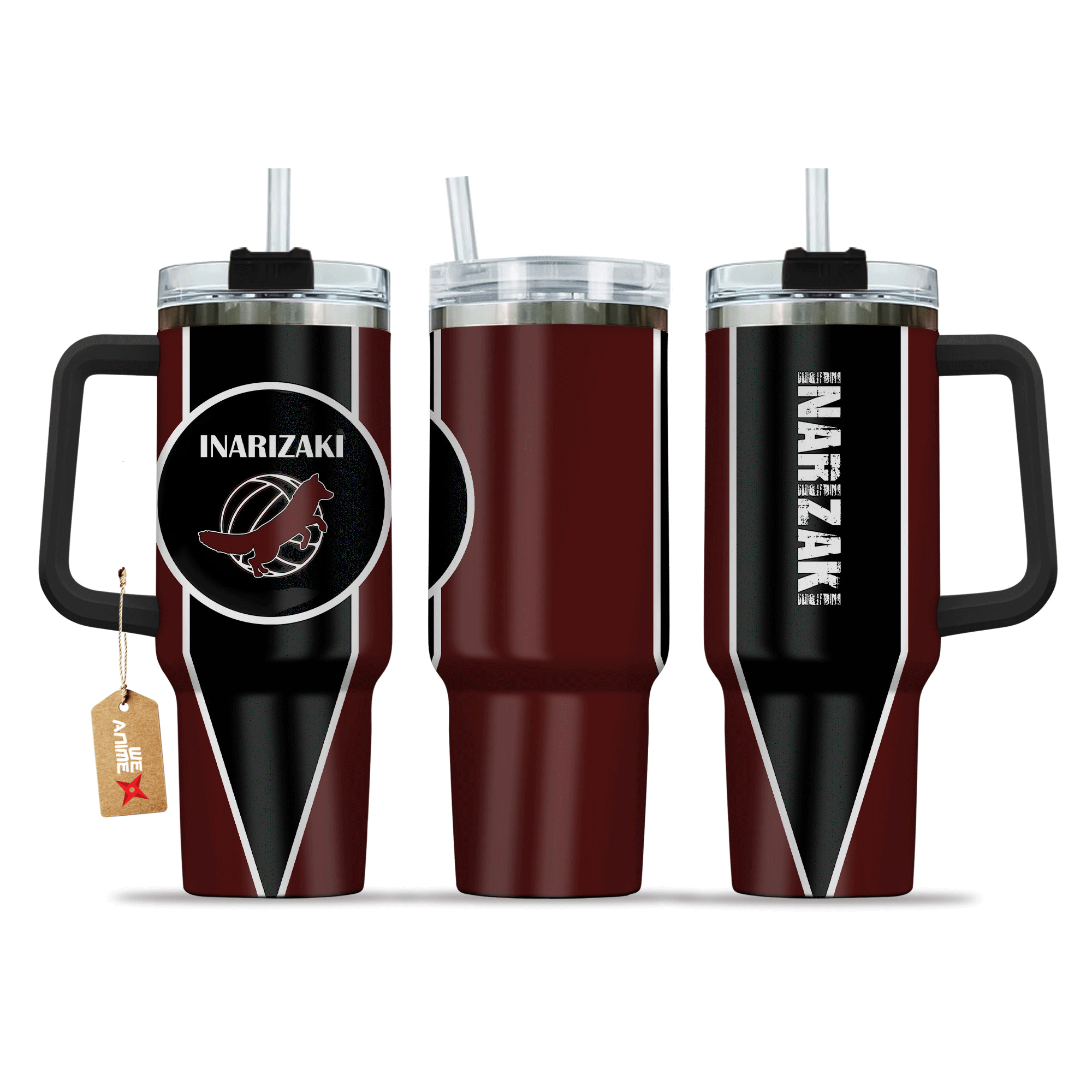 Inarizaki High Haikyuu Anime Custom 30oz or 40oz Quencher Stainless Steel Tumbler With Handle, Best Gift Idea NVA, Best Gift Idea NVA