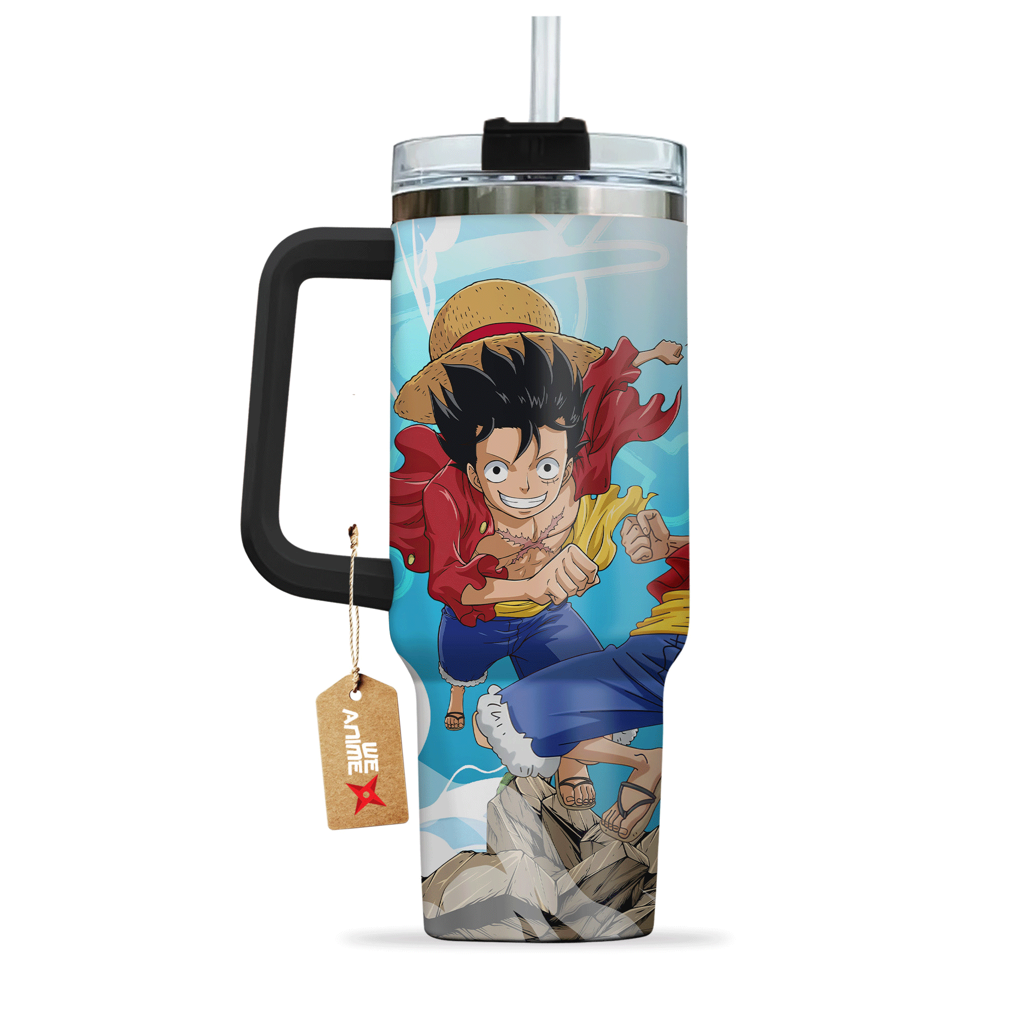 Monkey D. Luffy One Piece Anime Custom 30oz or 40oz Quencher Stainless Steel Tumbler With Handle, Best Gift Idea NVA, Best Gift Idea NVA