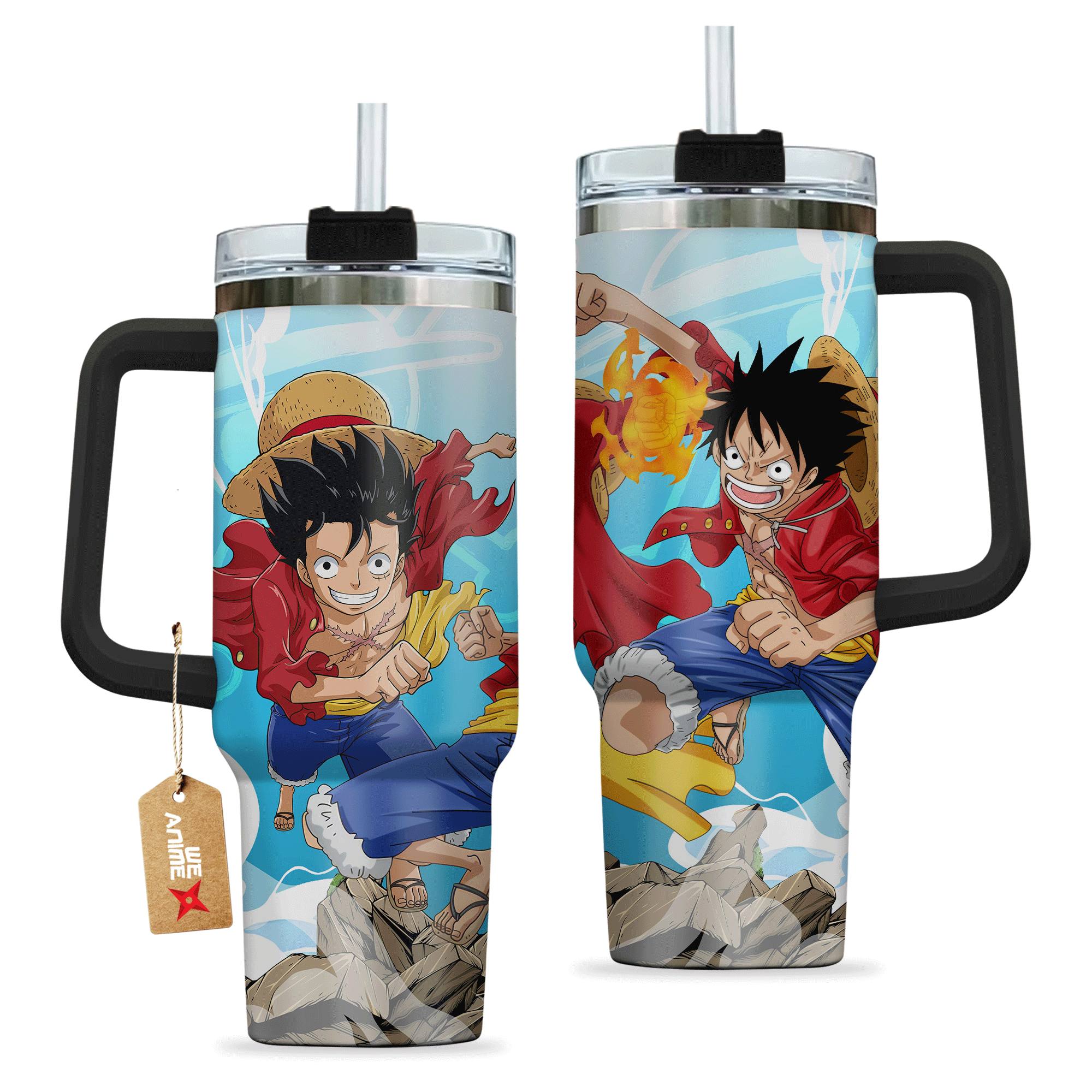 Monkey D. Luffy One Piece Anime Custom 30oz or 40oz Quencher Stainless Steel Tumbler With Handle, Best Gift Idea NVA, Best Gift Idea NVA