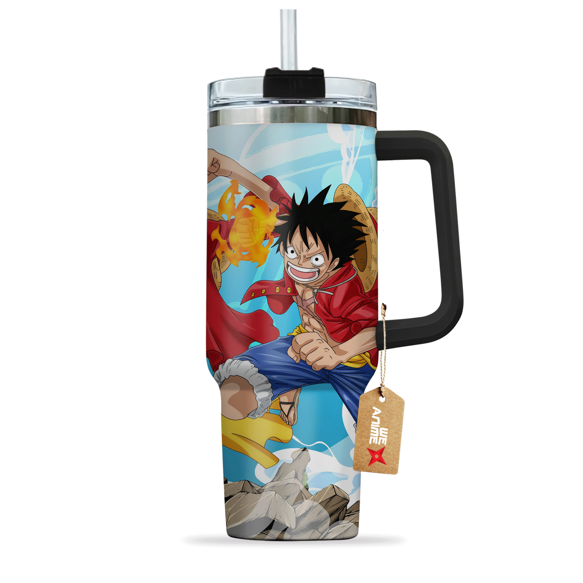 Monkey D. Luffy One Piece Anime Custom 30oz or 40oz Quencher Stainless Steel Tumbler With Handle, Best Gift Idea NVA, Best Gift Idea NVA