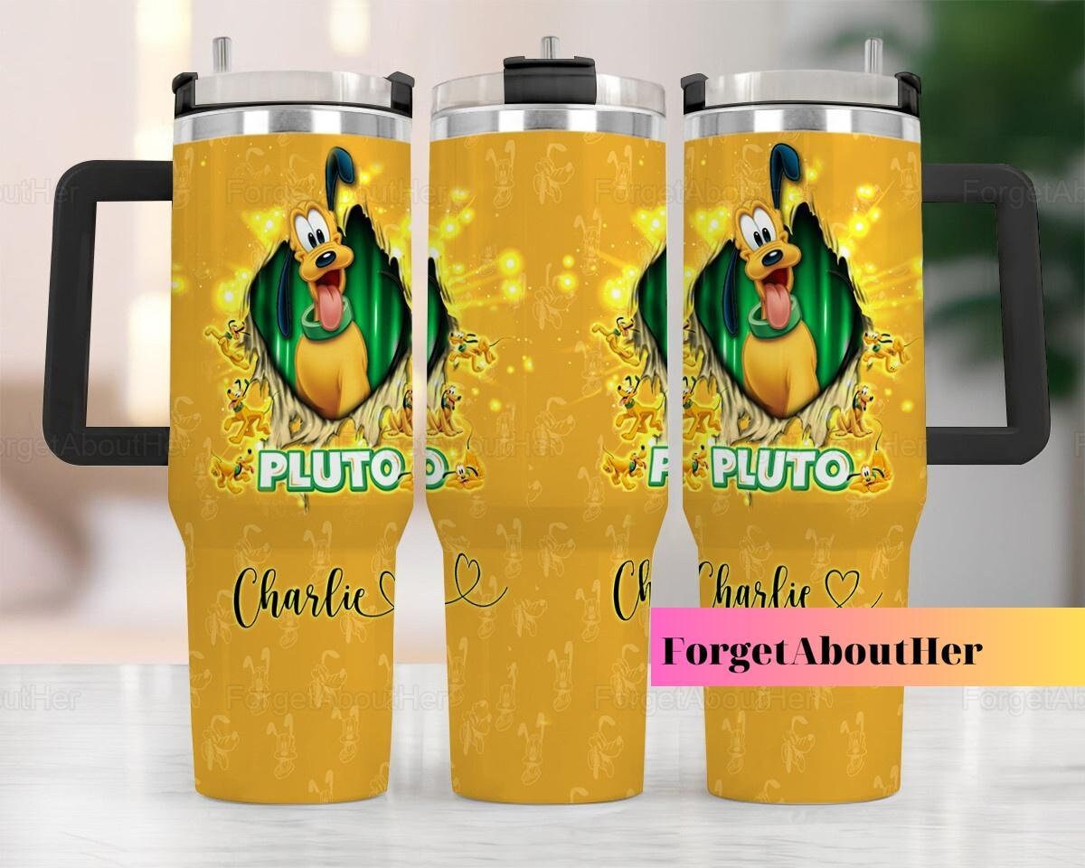 Pluto Dog Disney Cartoon Custom Stanley Quencher 30oz or 40oz Stainless Steel Tumbler With Handle HG