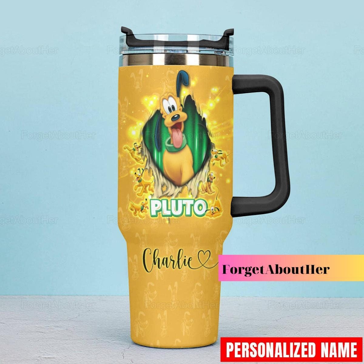 Pluto Dog Disney Cartoon Custom Stanley Quencher 30oz or 40oz Stainless Steel Tumbler With Handle HG