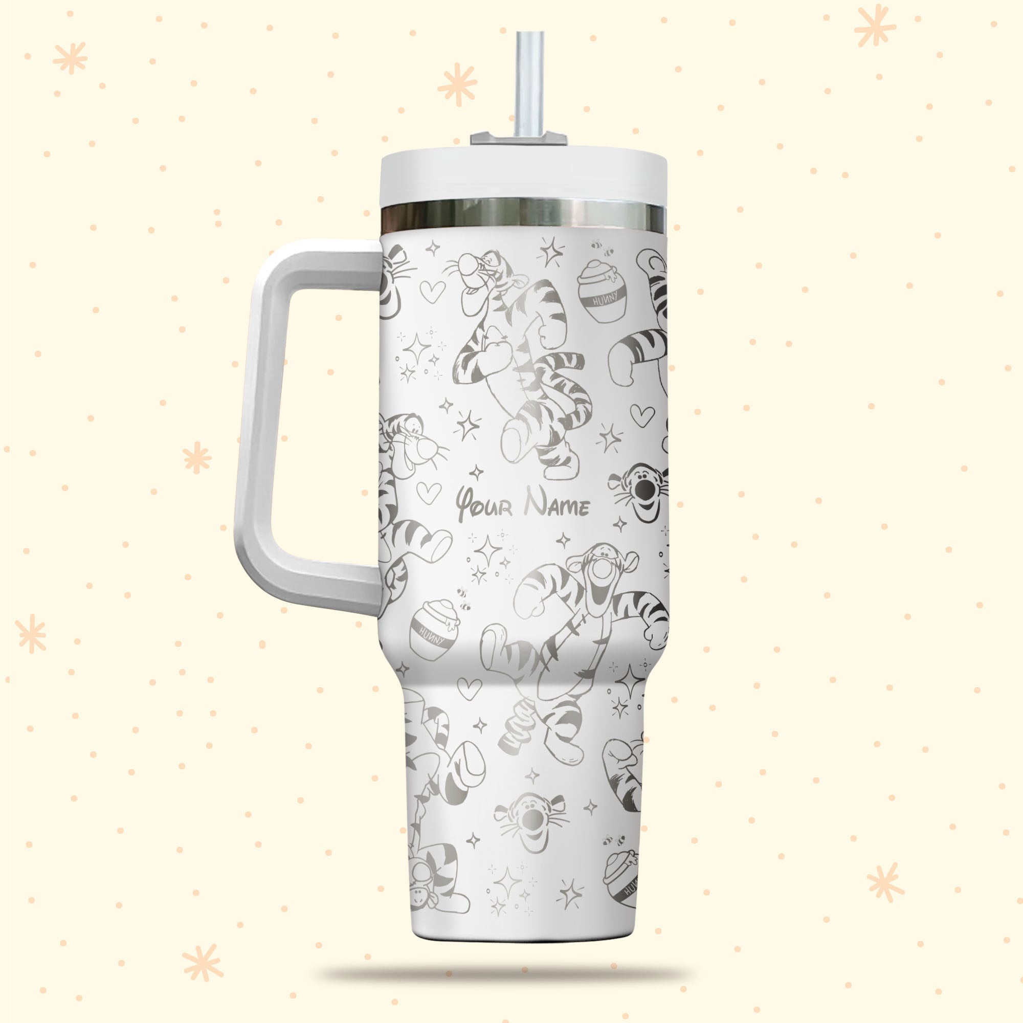Tigger Winnie The Pooh Disney Cartoon 30oz or 40oz Quencher Stainless Steel Tumbler With Handle, Best Gift Idea NVA