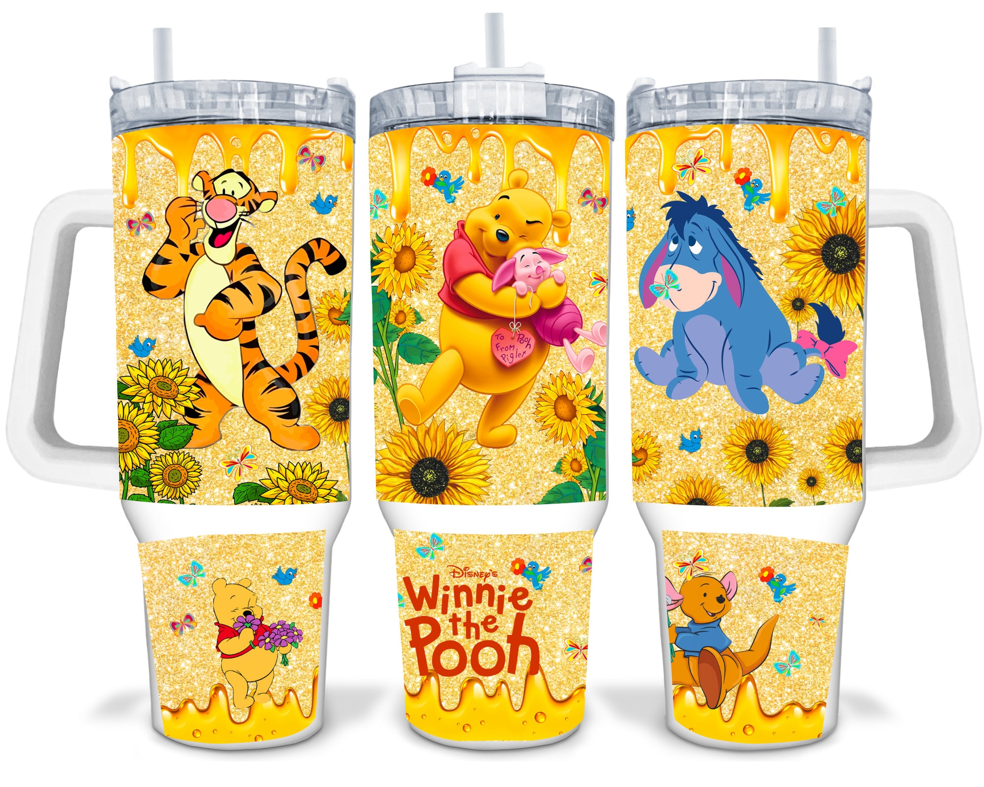 Winnie The Pooh Disney Cartoon Custom Stanley Quencher 30oz or 40oz Stainless Steel HG