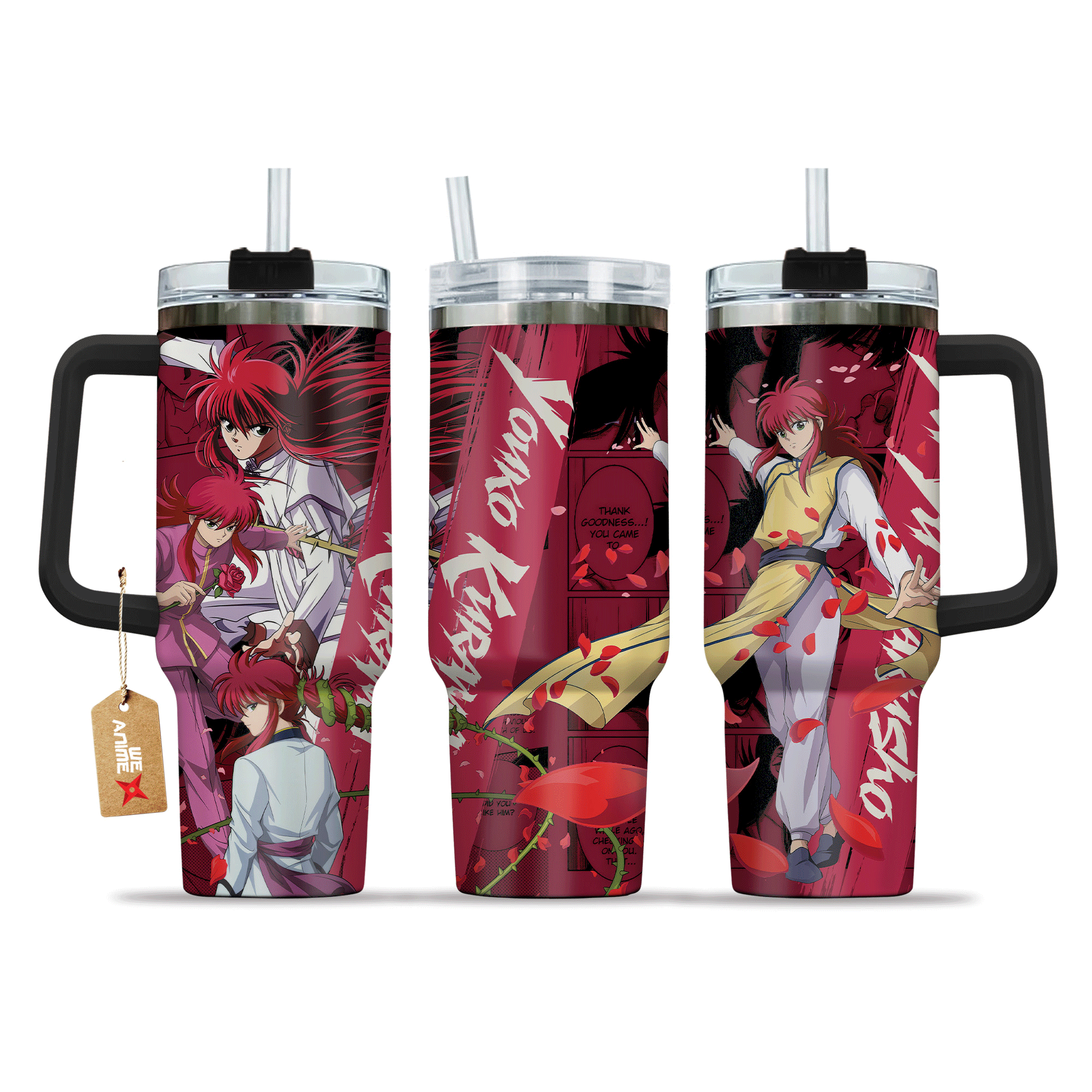 Yoko Kurama Yu Yu Hakusho Anime Custom 30oz or 40oz Quencher Stainless Steel Tumbler With Handle, Best Gift Idea NVA