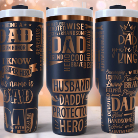 Dad Fathers Day Laser Engraved Full Wrap Design for 40oz Tumbler