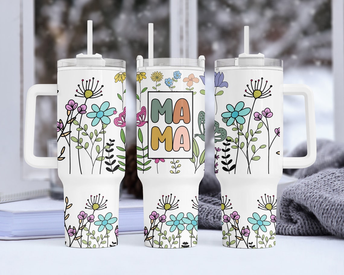 Mama Wildflower 30oz or 40oz Quencher Tumbler Gift For Her Him Birthday Gift LN Wildflower Tumbler For 40 Oz Gift For Mothers Day Tumbler s